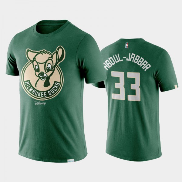 Kareem Abdul-Jabbar Milwaukee Bucks #33 Men's Disney X NBA Logo Resuming Season T-Shirt - Green